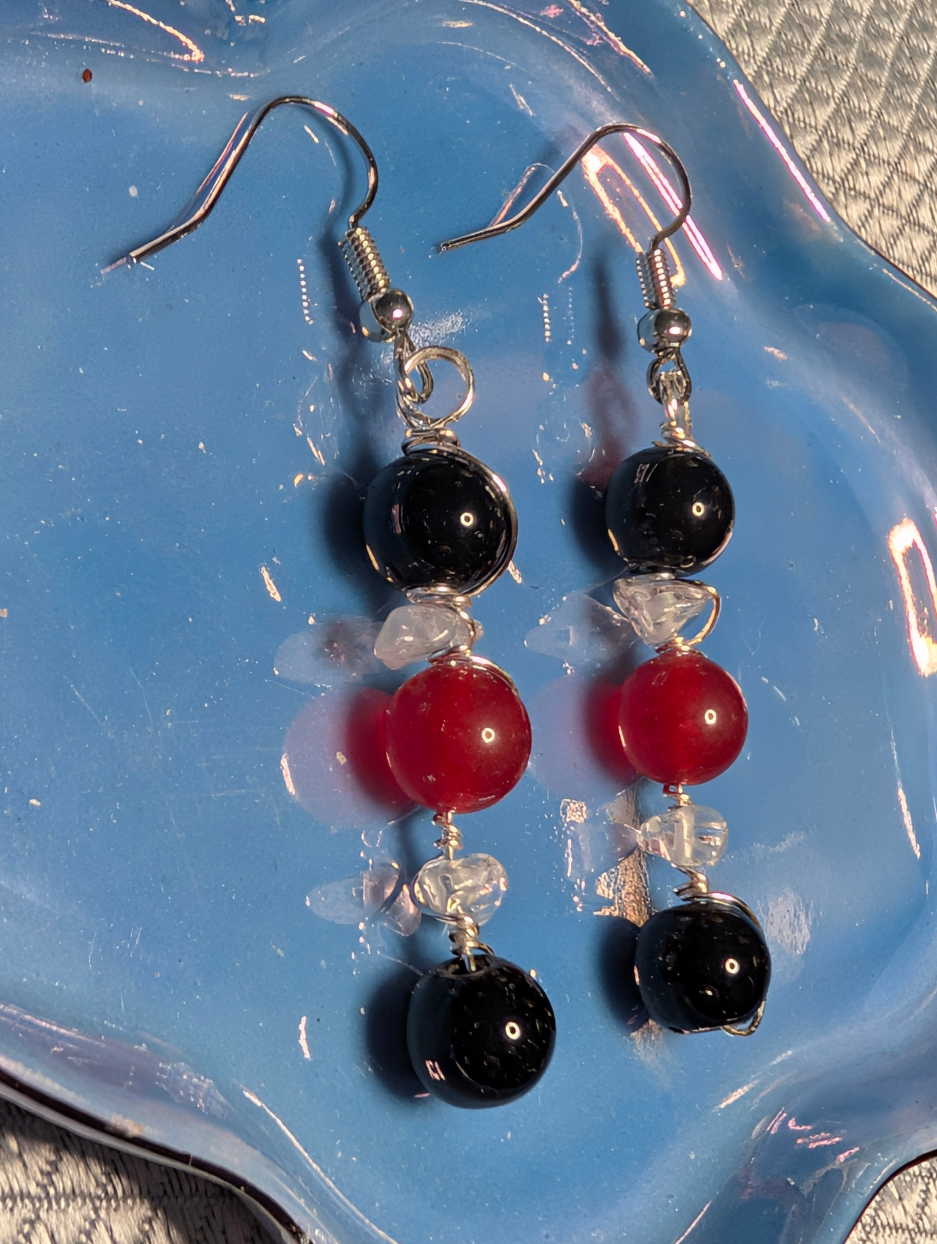 obsidian beaded earrings
