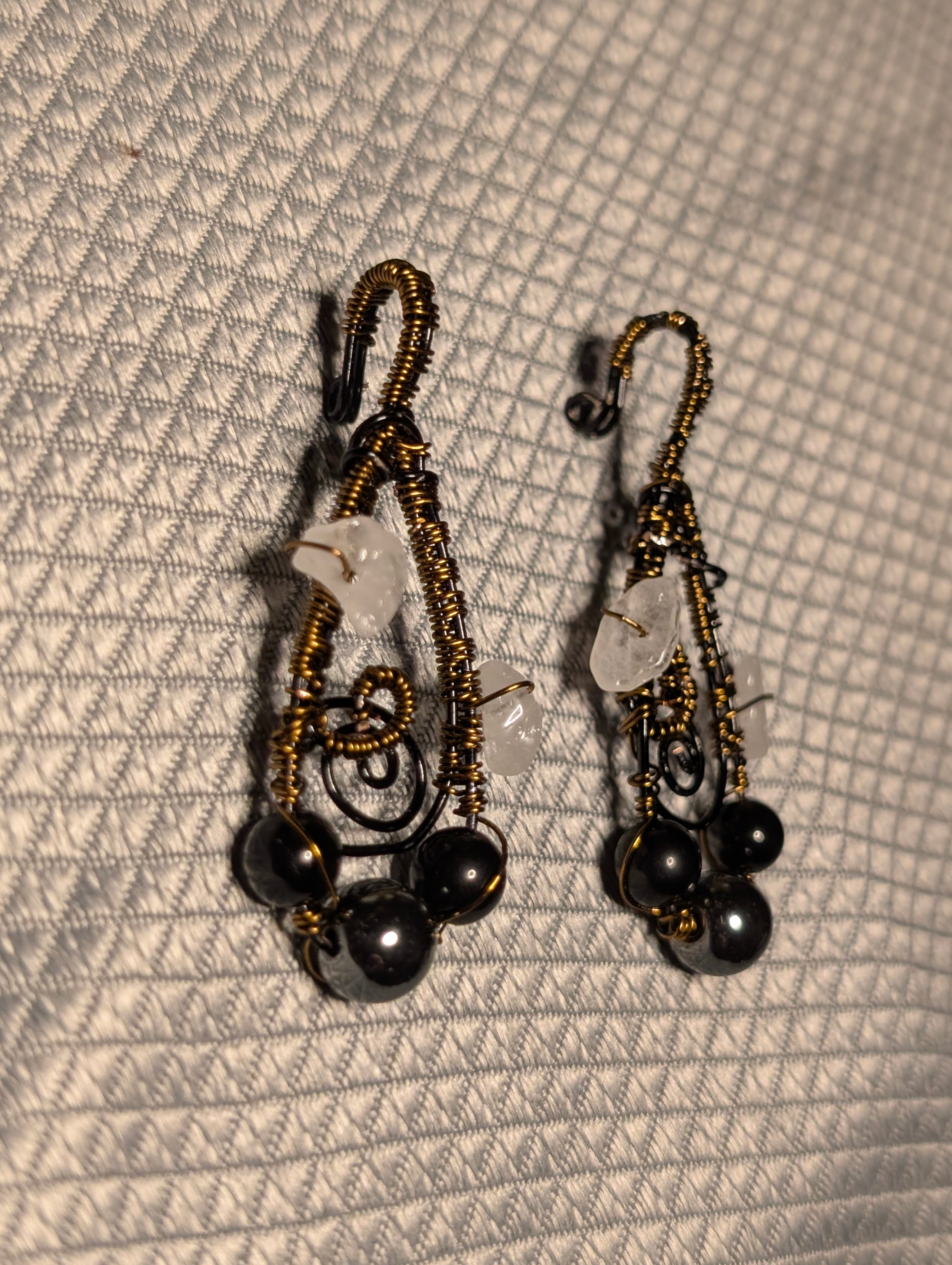 Hematite and Obsidian Ear Hangers
