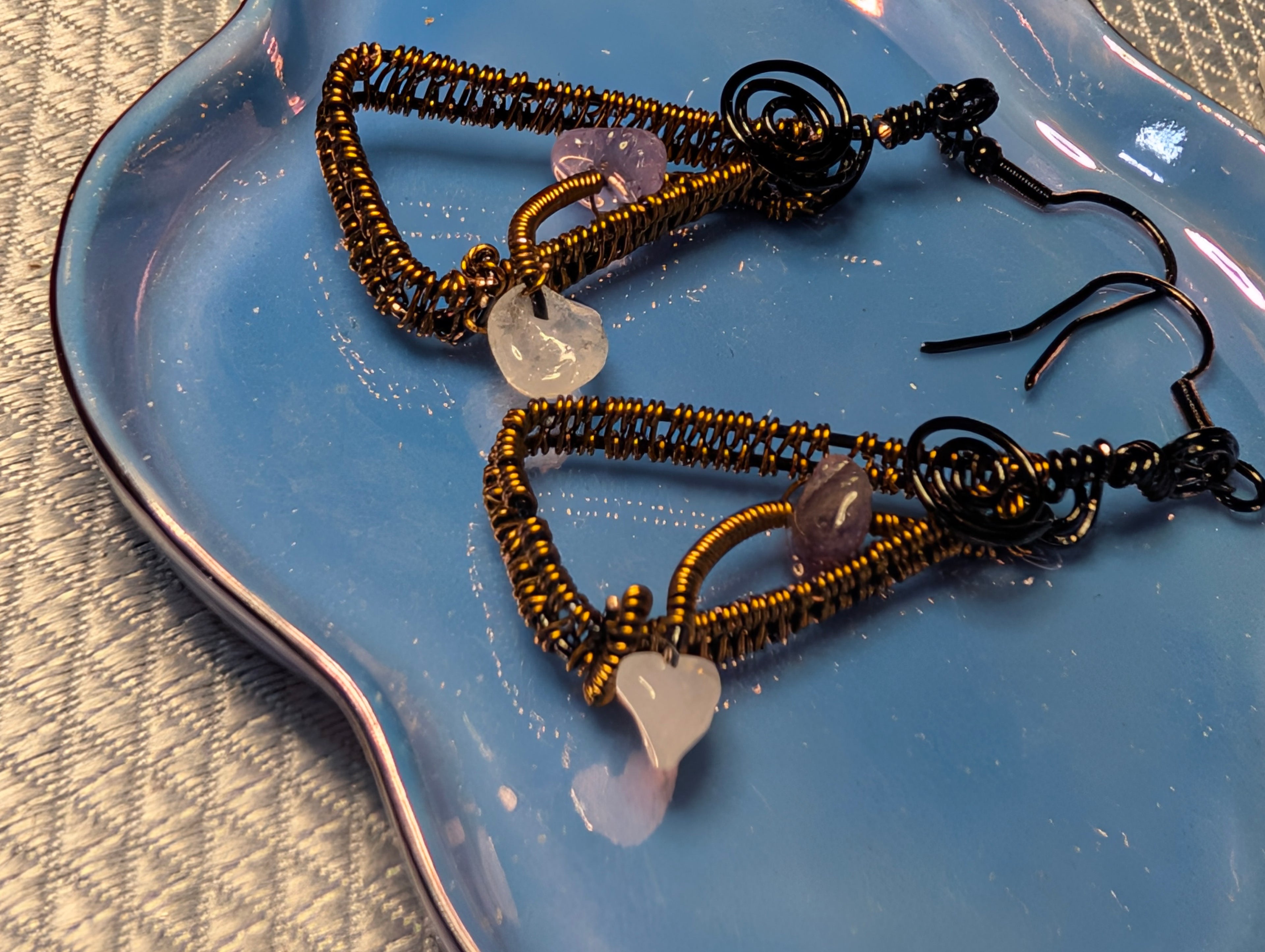 Amethyst and Quartz drop earrings