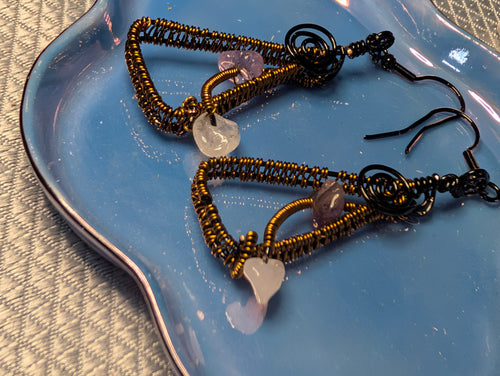 Amethyst and Quartz drop earrings